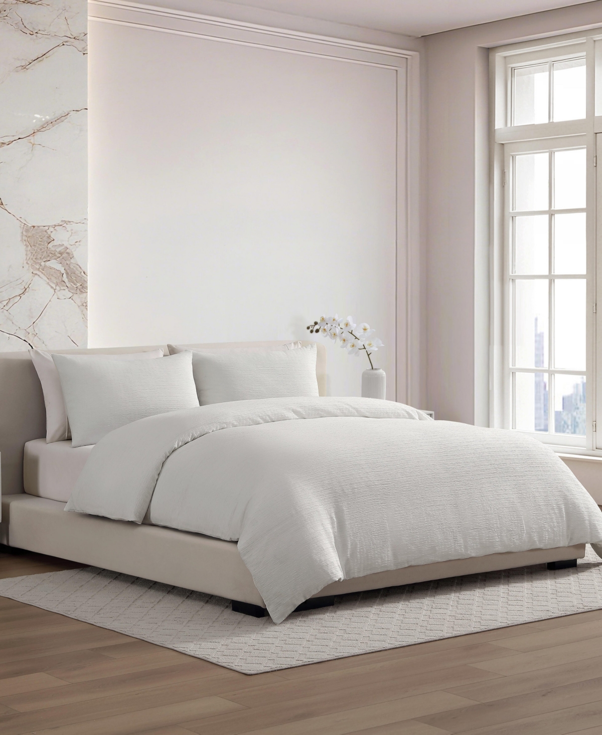 Vera Wang Crinkle Seersucker Solid 3-Pc. Duvet Cover Set