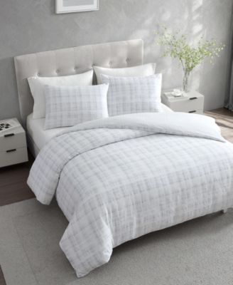 Blurred Plaid Cotton 3-Pc. Duvet Cover Set, King