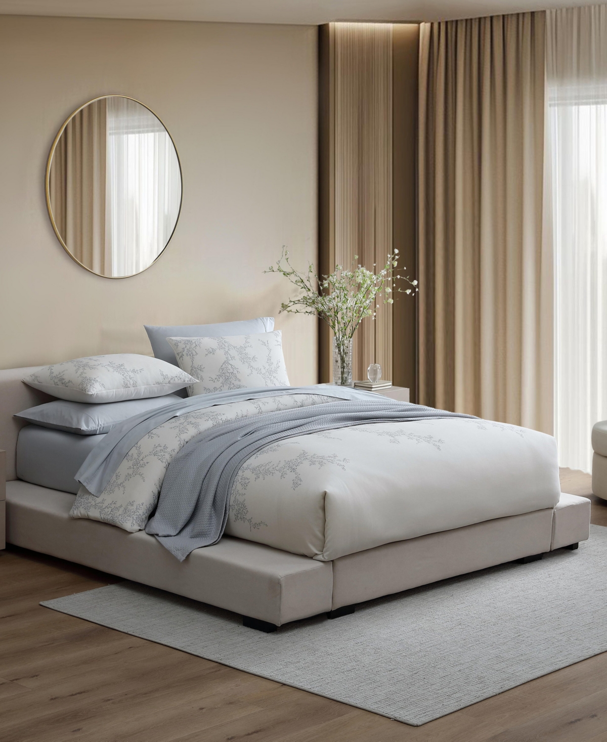 Vera Wang Trailing Vines Cotton 3-Pc. Duvet Cover Set