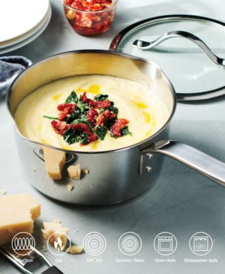 Tempo Tri-Ply Base Stainless Steel 3-Quart Sauce Pan with Glass Lid