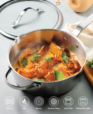 Tempo Tri-Ply Base Stainless Steel 3.5-Quart Saut&eacute; Pan with Glass Lid