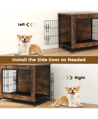 Industrial Dog Crate Furniture Heavy-duty Kennel Cage w/ 3 Chew-proof Walls Small