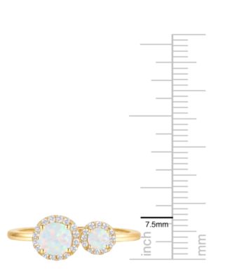 Lab Grown Opal (1/4 ct. t.w.) & Lab Grown White Sapphire (1/6 ct. t.w.) Ring in 14k Gold Over Sterling Silver (Also Available in Multi-Stones)