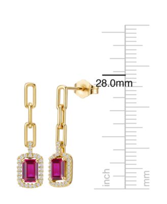 Lab Grown Ruby (1-1/3 ct. t.w.) & Lab Grown White Sapphire (1/4 ct. t.w.) Drop Earrings in 14k Gold Over Sterling Silver (Also Available in Multi-Stones)