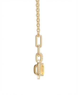 Lab Grown Emerald (3/4 ct. t.w.) & Lab Grown White Sapphire (1/5 ct. t.w.) Necklace in 14k Gold Over Sterling Silver (Also Available in Multi-Stones)