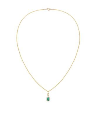Lab Grown Emerald (3/4 ct. t.w.) & Lab Grown White Sapphire (1/5 ct. t.w.) Necklace in 14k Gold Over Sterling Silver (Also Available in Multi-Stones)