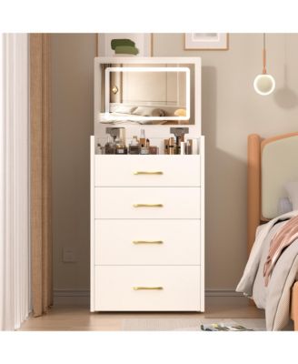 3 in 1 Vanity Desk with Open Top Mirror Small Drawer and Shelf for Multi Functional Home Use