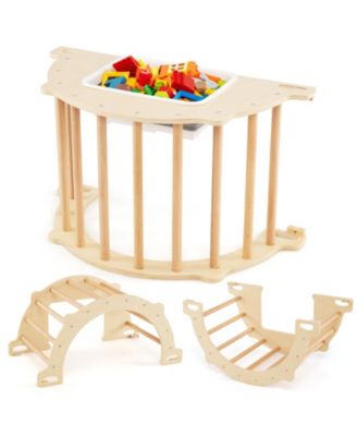 8-in-1 Kids Climbing Arch with Sensory Table and Collapsible Storage Bin