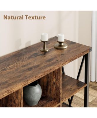 Entryway Console Table, 3 Tier Industrial Metal Sofa Table with 8 Cube Storage Organizer, Behind Couch Table, Hallway Table for Entry, Living