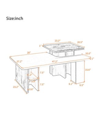 Nesting Coffee Tables Set of 2, Rectangle Wood Finish Center Table with Rounded Corners and Shelf for Living Room