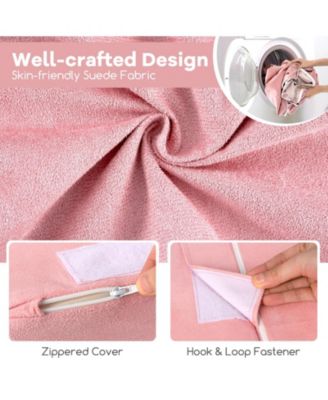 8 Pieces Kids Play Couch Foam Building Fort Play Set with Suede Cover-Pink