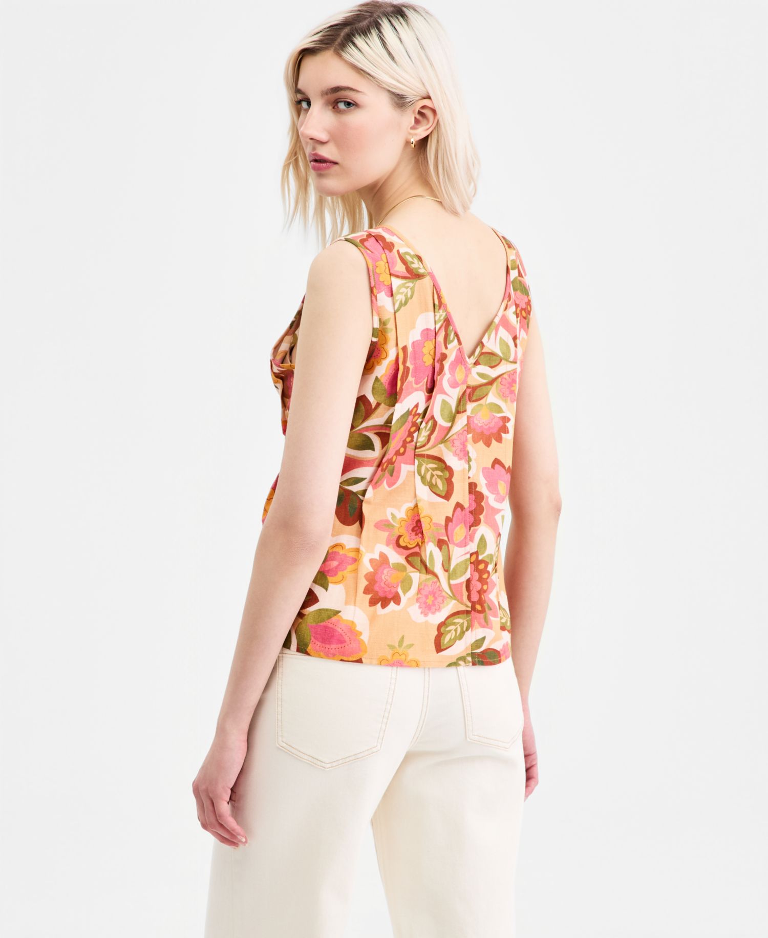 Women's Printed V-Neck Sleeveless Top