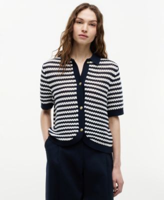 Women's Crochet Short-Sleeve Cardigan