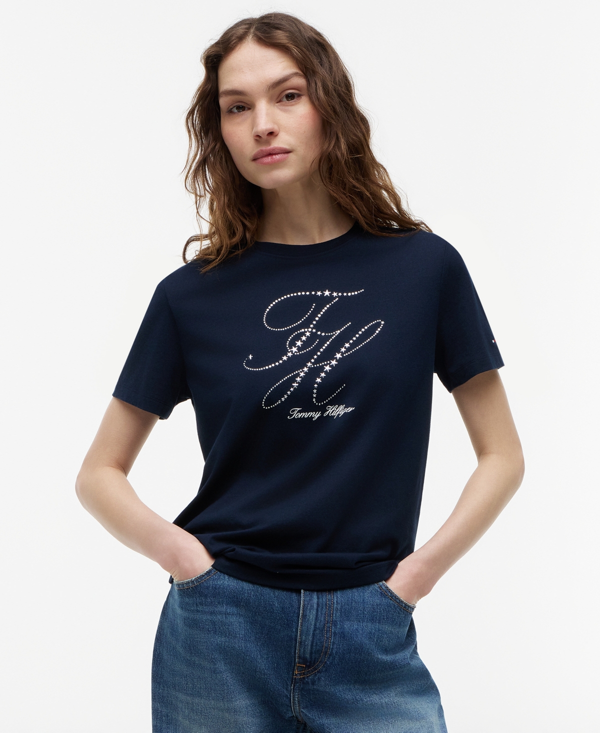 Tommy Hilfiger Women's Short-Sleeve Crewneck T-Shirt - Dark Night Navy