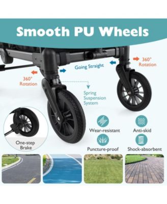 Wagon Stroller for 2 Kids Push Pull Double Stroller w/ Adjustable Handle