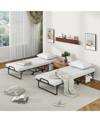 Cot Size Folding Bed with Memory Foam Mattress and Pillow