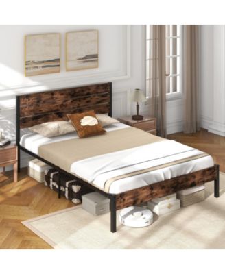 Bed Frame with High Headboard and Noise Reducing Slats
