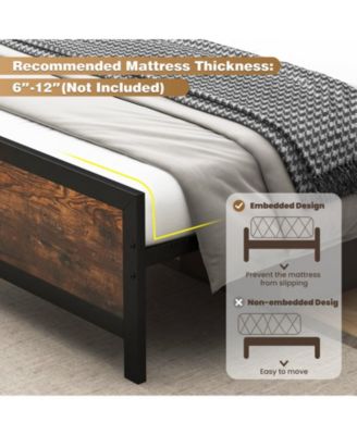 Metal Bed Frame with Headboard and Footboard