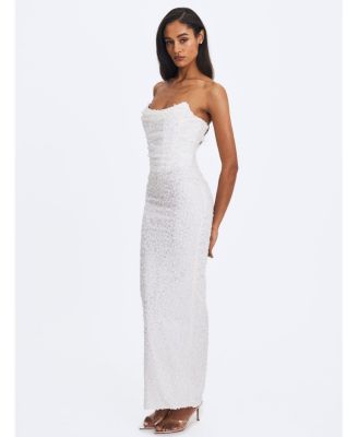 Women's Myra Beaded Mesh Strapless Wedding Dress