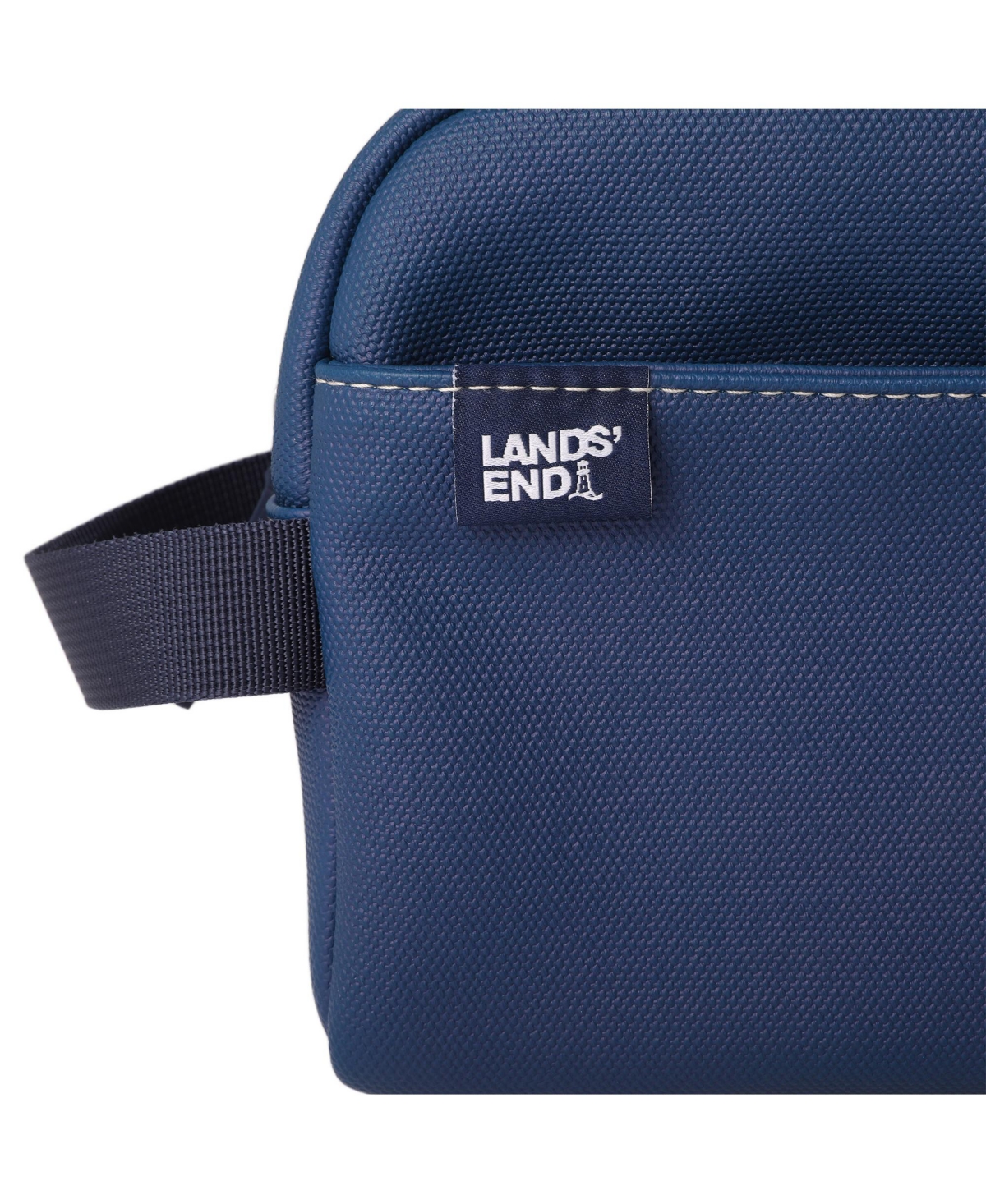 Lands' End Woven Dopp Kit for Men, Solid Toiletry Bag with Top Zip and Front Pocket