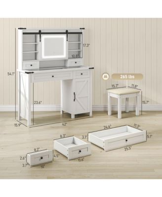 Vanity Desk Set, Makeup Vanity Table with Mirror and Lights