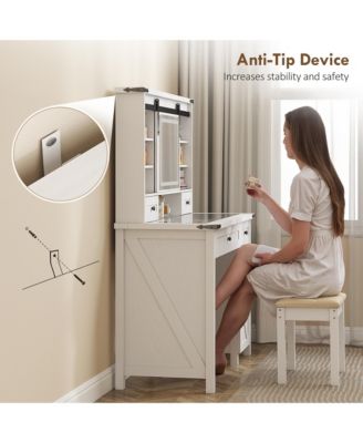 Vanity Desk Set, Makeup Vanity Table with Mirror and Lights