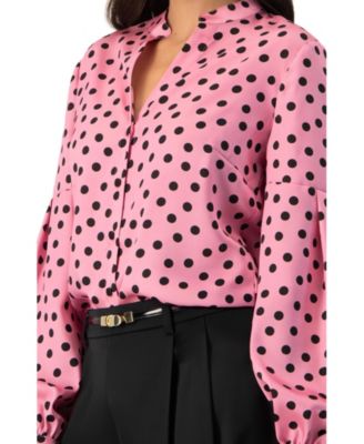 Women's Long Sleeve Polka Dot Blouse
