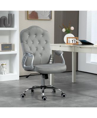 Home Office Chair Velvet Computer Chair Button Tufted with Swivel Wheels