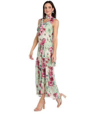 Women's Cowl Neck Printed Midi Dress