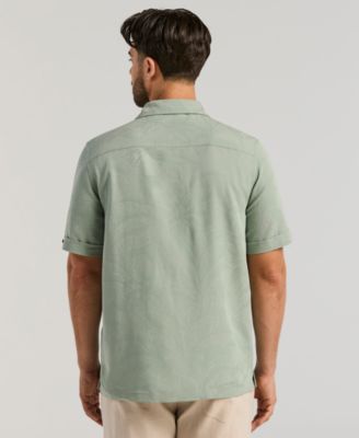 Men's Palm Print Short-Sleeve Button-Down Shirt