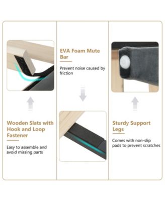 Upholstered Platform Bed Frame with Button Tufted Headboard