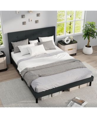 Upholstered Platform Bed Frame with Linen Fabric