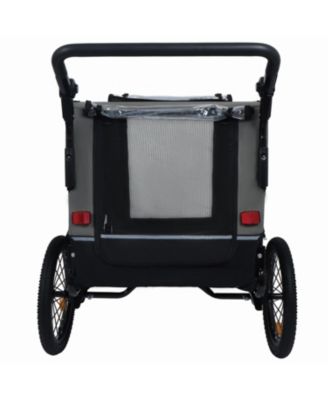 Extra Large 2-in-1 Bike Trailer and Push Cart for Pets with Detachable Hitch