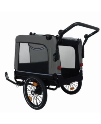 Extra Large 2-in-1 Bike Trailer and Push Cart for Pets with Detachable Hitch