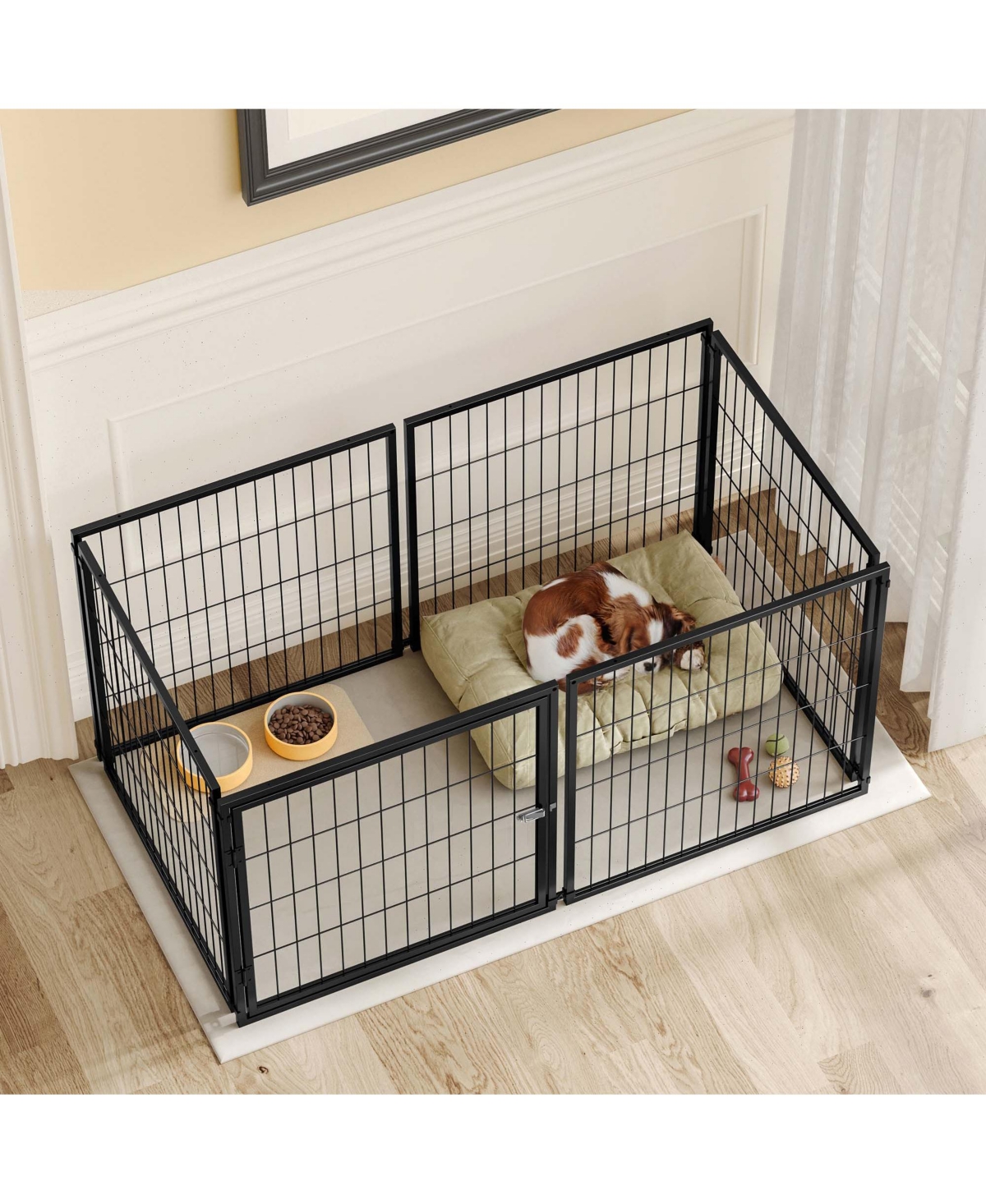 Aostirmotor 48" Large Dog Cage with Top, Indoor Pet Kennel for Medium Dogs and Puppies