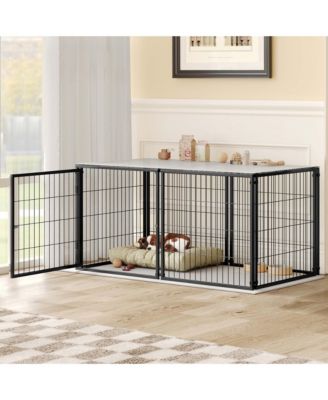 48" Large Dog Cage with Top, Indoor Pet Kennel for Medium Dogs and Puppies