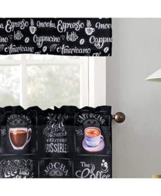 Polyester Cucina Coffee 3 Piece Kitchen Curtains Valance and Tiers Set 52" x 18" Muticolor