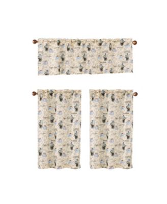 Polyester Cucina Latte Slub 3 Piece Kitchen Curtains Valance and Tiers Set 52" x 18" Muticolor