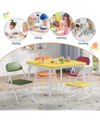 Folding Square Table and 4 Chairs Set, Lightweight Indoor Outdoor Dining Set, Collapsible Compact Table, Portable Chairs