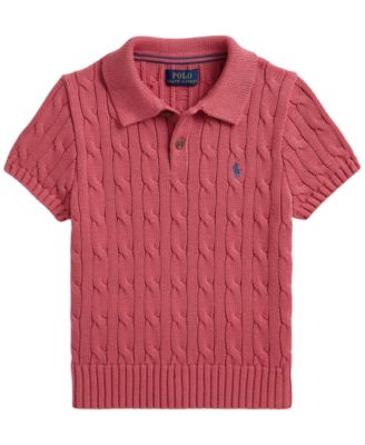 Boys' 2-7 Cable-Knit Polo Sweater