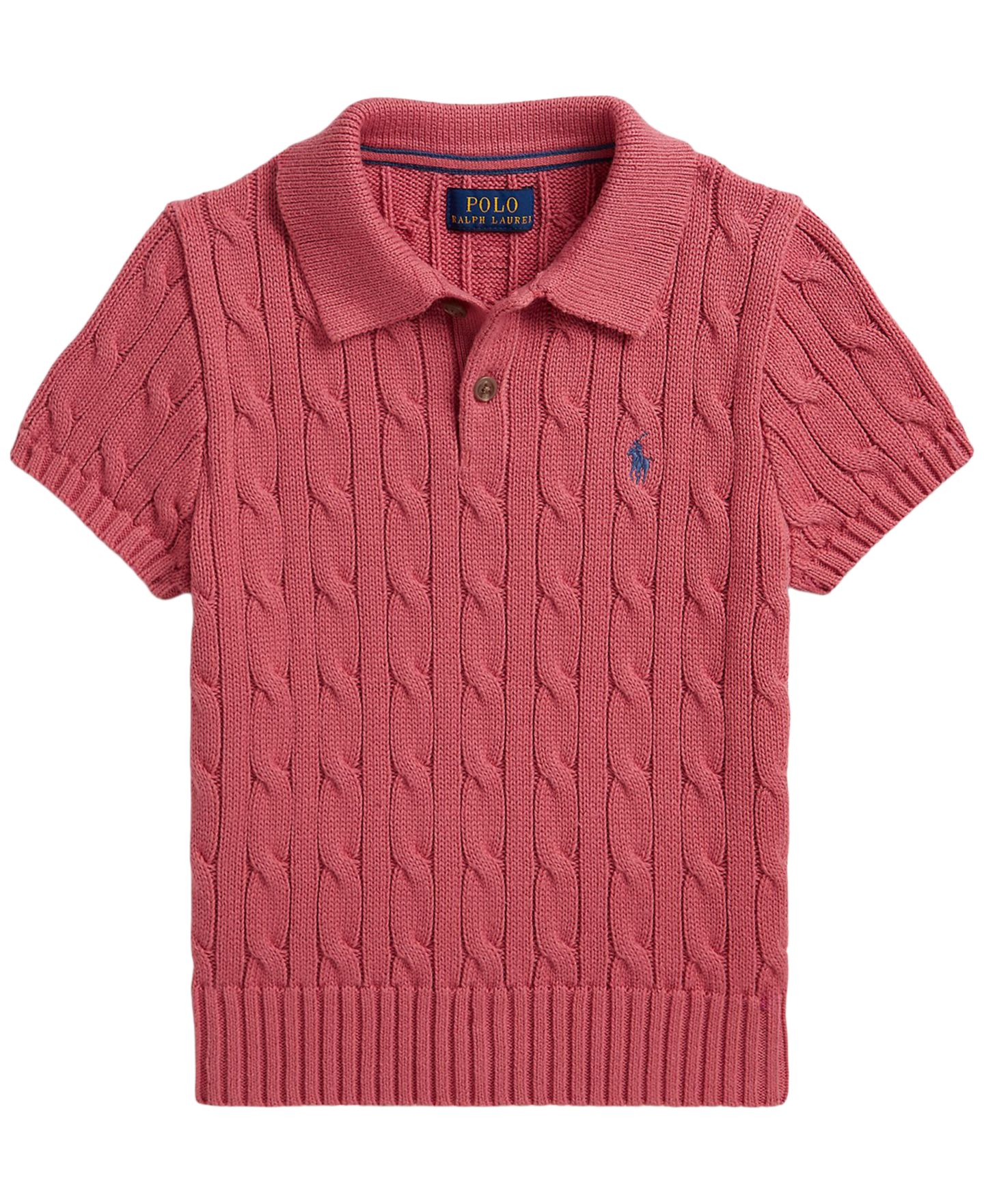 Свитер Polo Ralph Lauren Cable-Knit Polo Sweater для мальчиков, цвет: Ягодный — фото 1