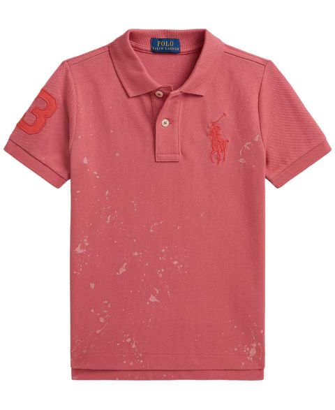 Поло Polo Ralph Lauren Big Pony Paint-Print Mesh Polo Shirt для мальчиков, цвет: Ягодный