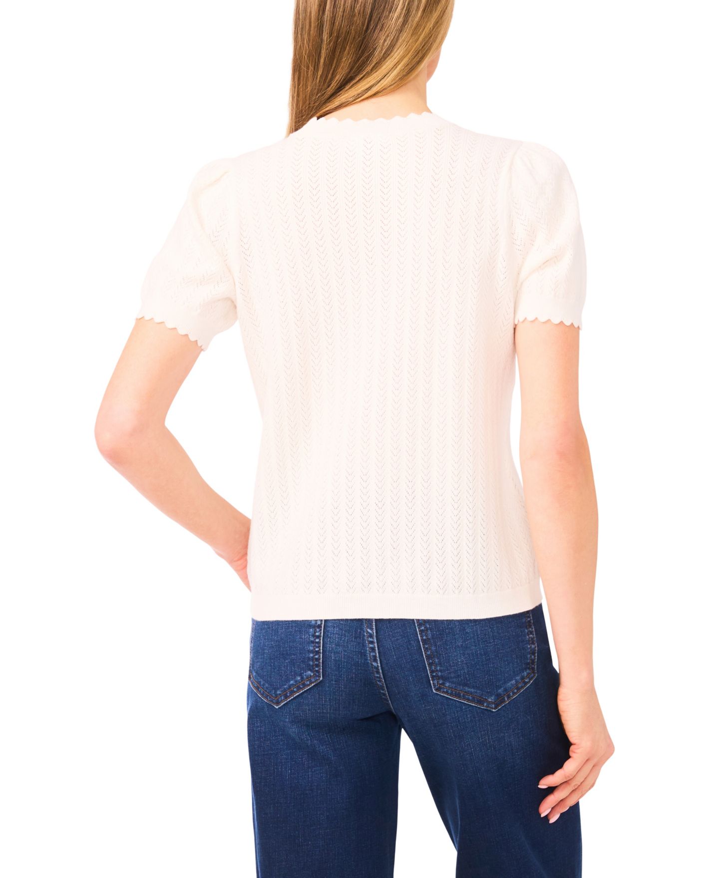 Женский свитер CeCe Crew Neck Pointelle, цвет: Состаренный белый — фото 3