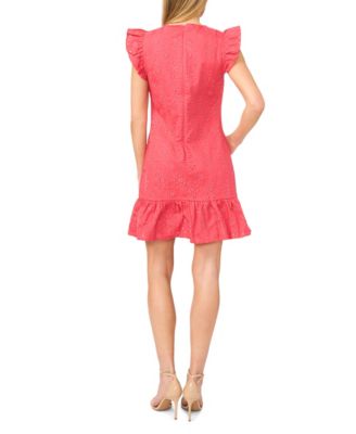 Women's Crewneck Flutter-Sleeve Mini Dress