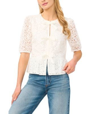 Women's Crewneck Lace Peplum Top
