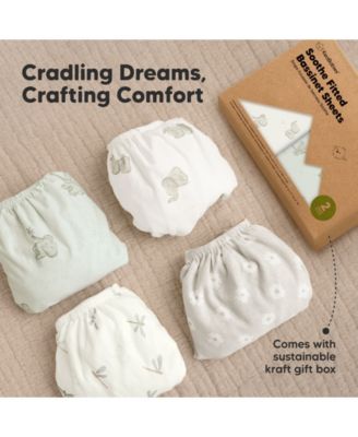 Bassinet Sheet for Baby Girls, Boys, 2-Pack Soothe Bassinet Fitted Sheets, Bedside Bassinet Mattress Sheet