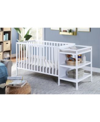 3 in 1 convertible crib and changer combo solid wood 3 position mattress support attached changing table storage for baby nursery