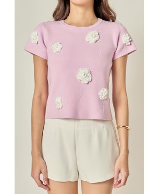 Women's 3D Flower Knit Top