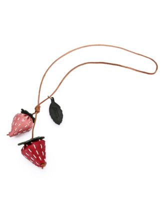Old Trend Strawberry Mini Handcrafted Botanical Fruit Charm - Rose Pink/Ruby Red