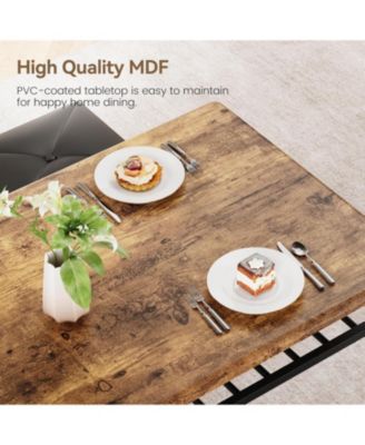 4-Piece Square Dining Table Set, Wood Table with 2 Upholstered Chairs & Bench, Metal Frame, Storage for Small Space